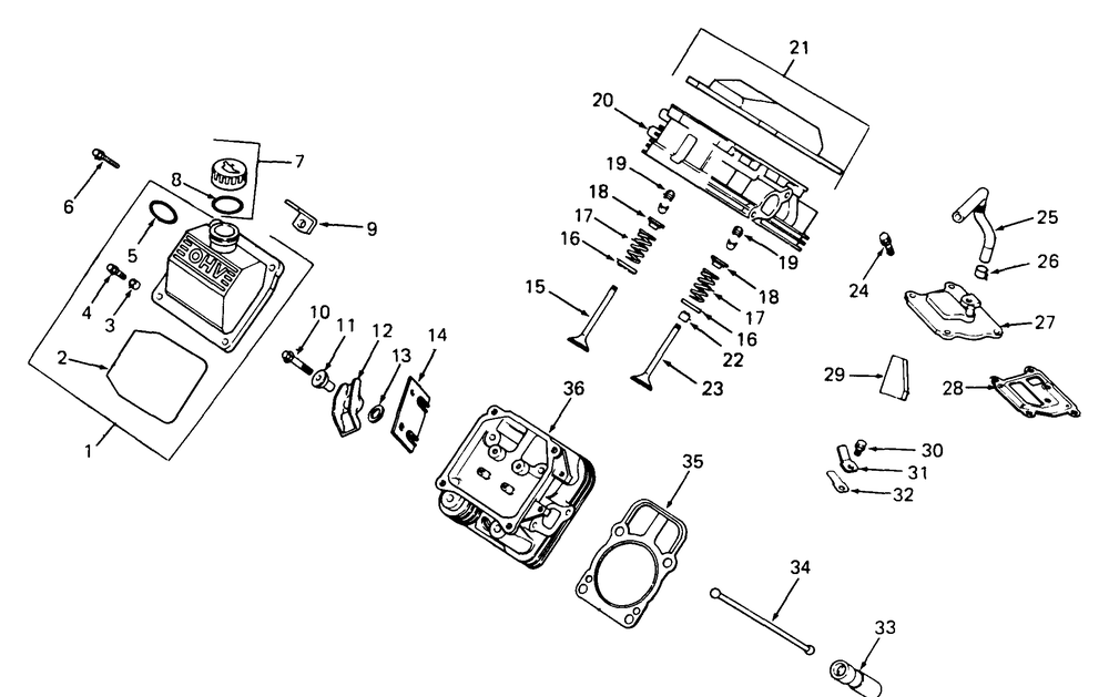 Cylinder Head, Valves And Breather Diagram and Parts List for 2284 864501-899000-145734100-146734100-14A734100 Cub Cadet Lawn Tractor